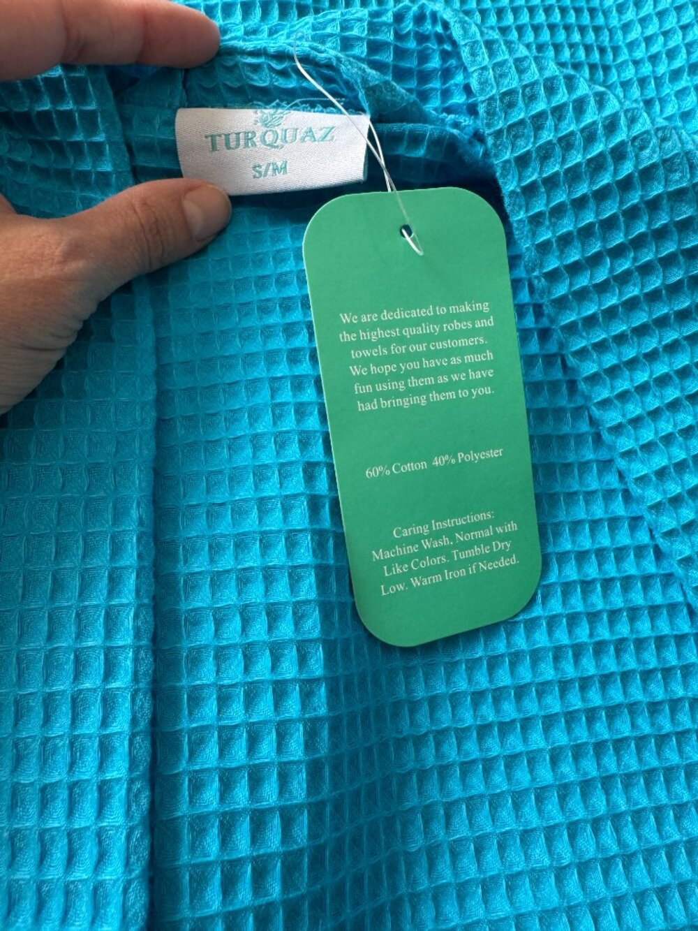 Turquoise Turquaz NWT Waffle Weave Bath Robe S/M - Picture 5 of 14